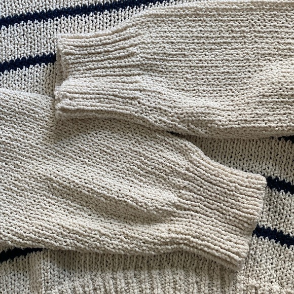 Cotton On Cotton Blend Striped Cream Navy Knit Sweater Size S - Picture 7 of 7